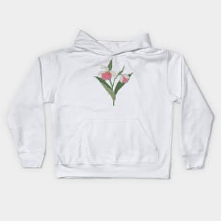 Minnesota State Flower Pink And White Lady's Slipper Kids Hoodie